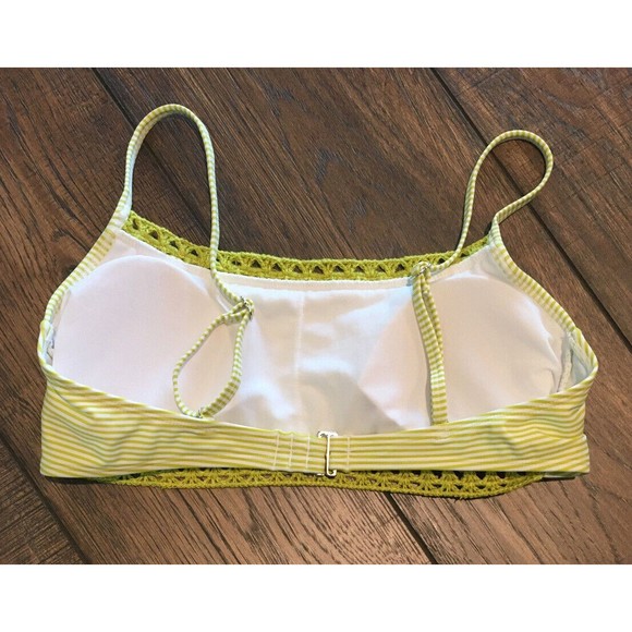 Juniors' Xhilaration Crochet Trim Bralette Bikini Top Green Stripe Small 720 - Picture 6 of 8